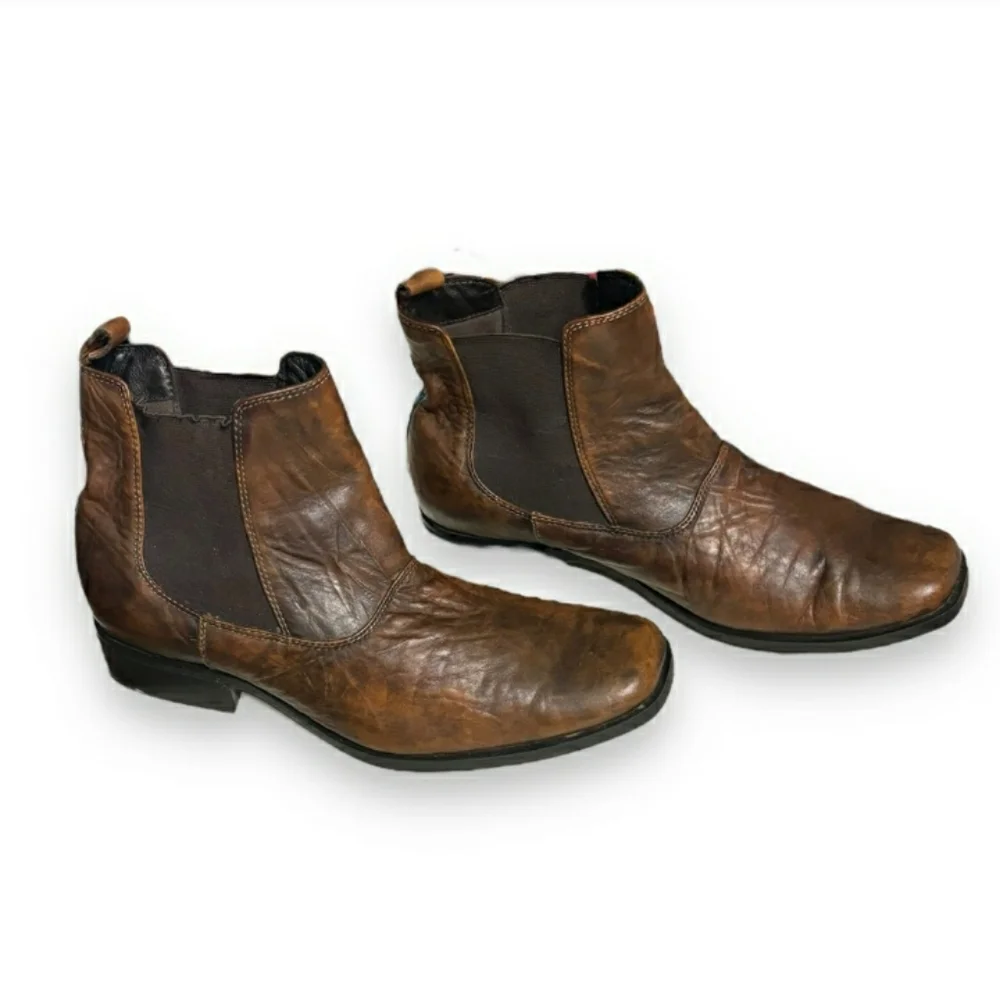 ROCKPORT Brown Textured Leather Chelsea BootVintage EUC!